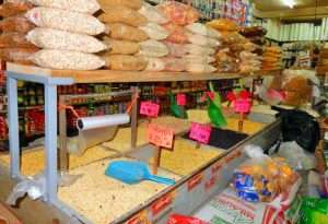 Bulk Rice & Beans in a PV store.