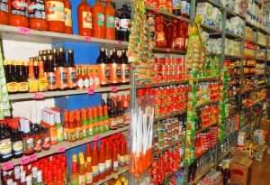 Salsas for sale in Vallarta, Mexico.