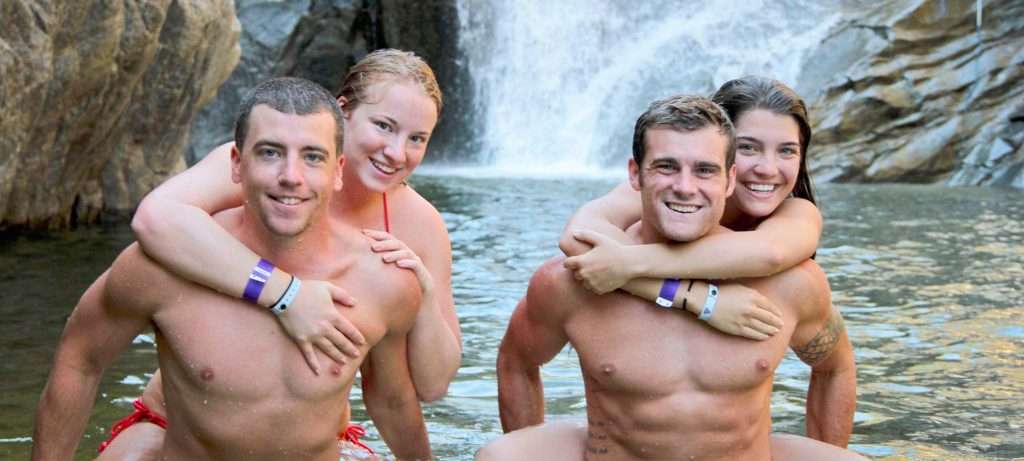 Couples at a waterfall in Vallarta, Mexico
