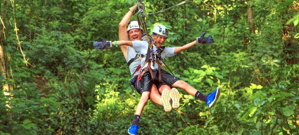 Double on a zip line in Vallarta, Mexico