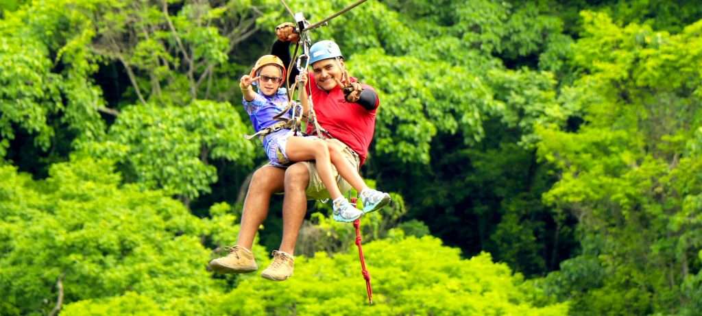 Father & Son on a canopy tour, in Vallarta, Mexico