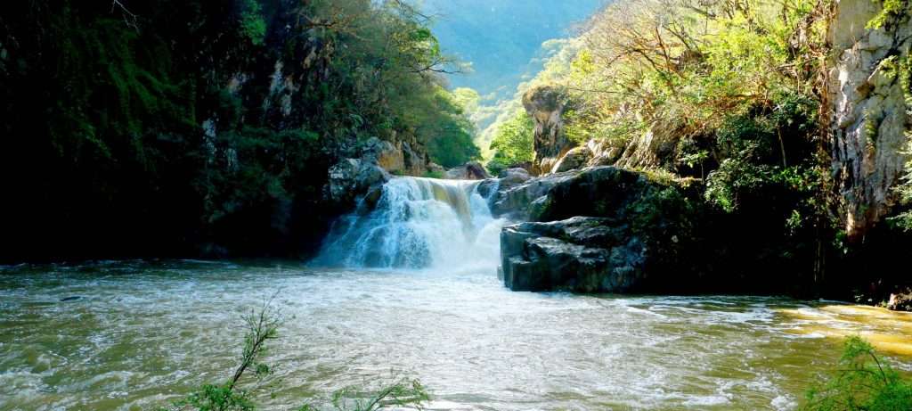Waterfall at River Canopy in Vallarta, Mexico.